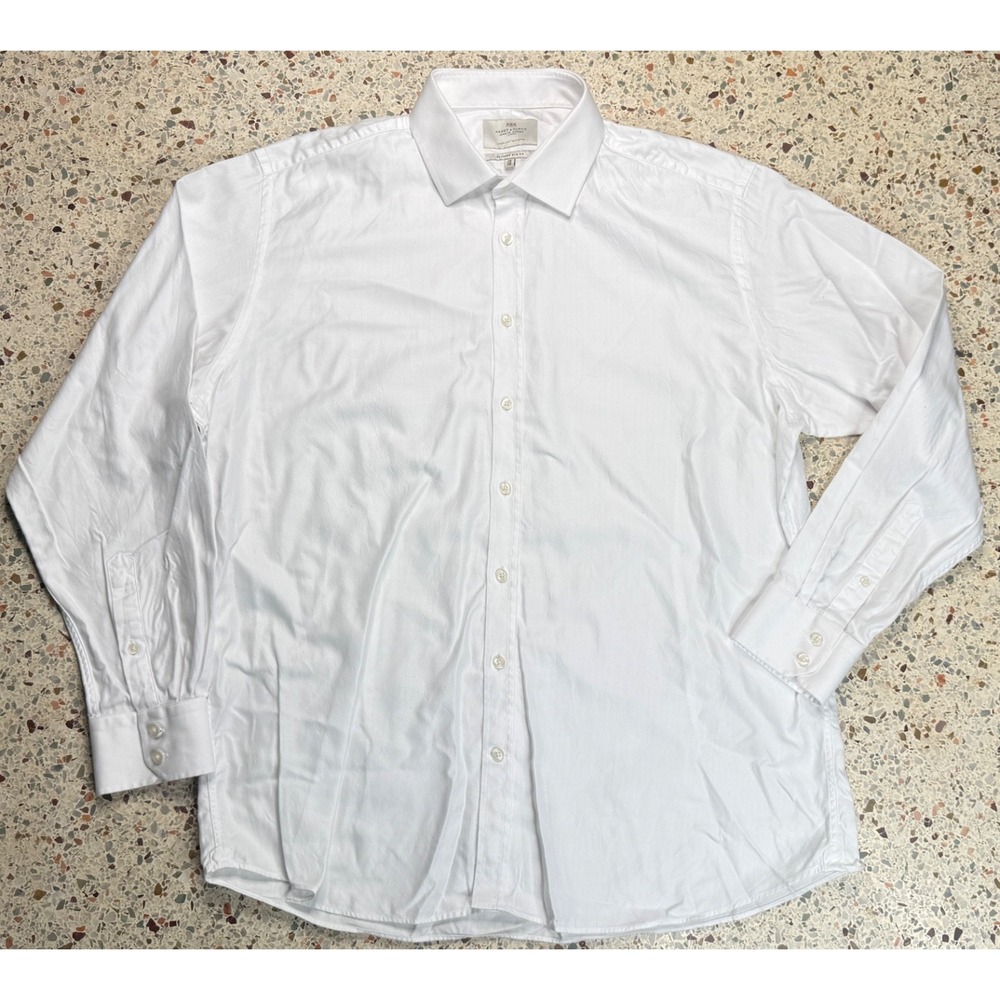 Hawes & Curtis St. James Slim Fit Men's White Long Sleeve Dress Shirt Size 18-38